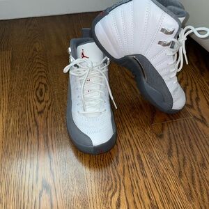 Air Jordan White and Gray Sneakers with Red Details